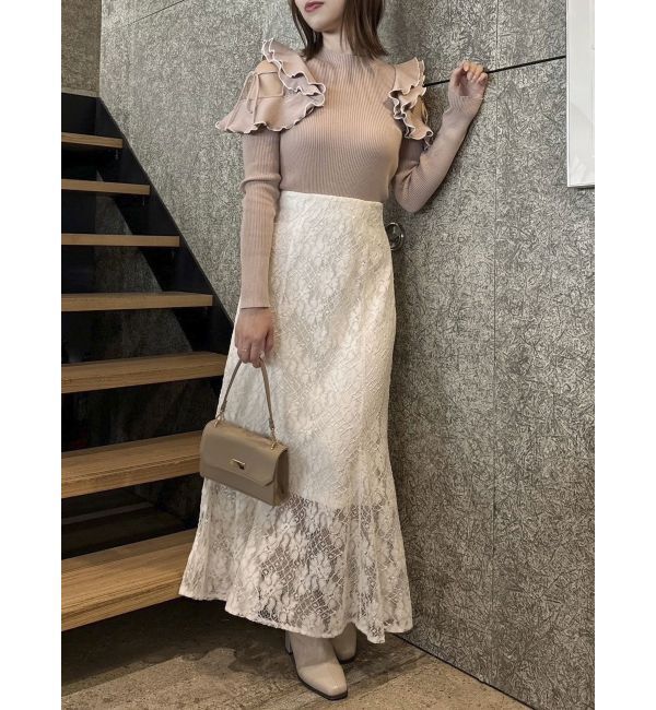 dazzlin「ショルダーオープンフリルニット」|ニット・セーター|