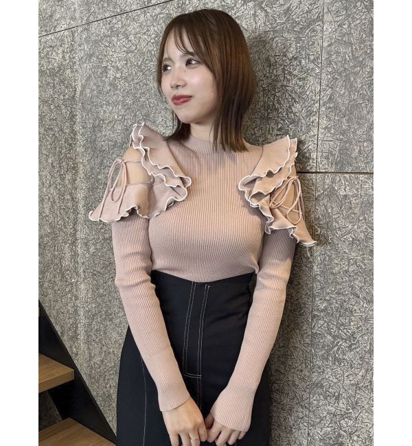 dazzlin「ショルダーオープンフリルニット」|ニット・セーター|