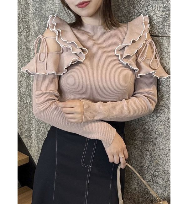 dazzlin「ショルダーオープンフリルニット」|ニット・セーター|