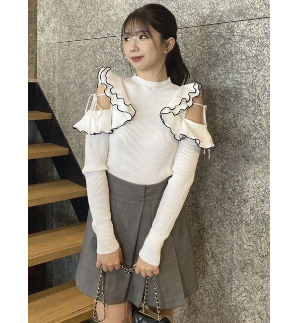 dazzlin「ショルダーオープンフリルニット」|ニット・セーター|