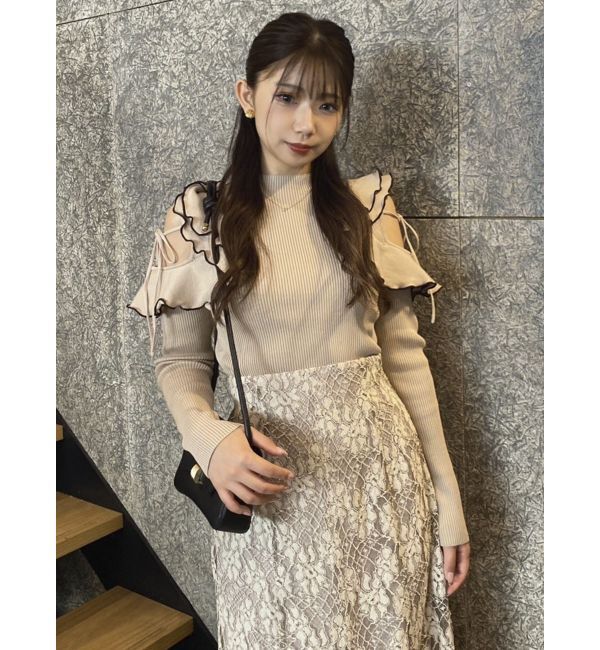 dazzlin「ショルダーオープンフリルニット」|ニット・セーター|