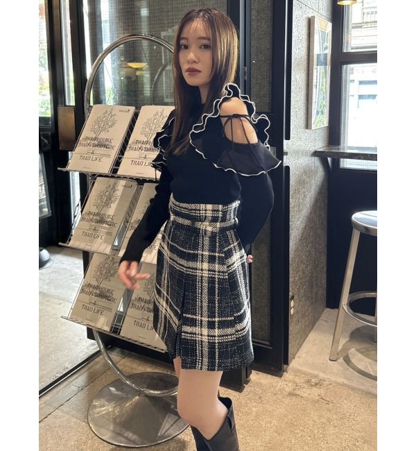 dazzlin「ショルダーオープンフリルニット」|ニット・セーター|