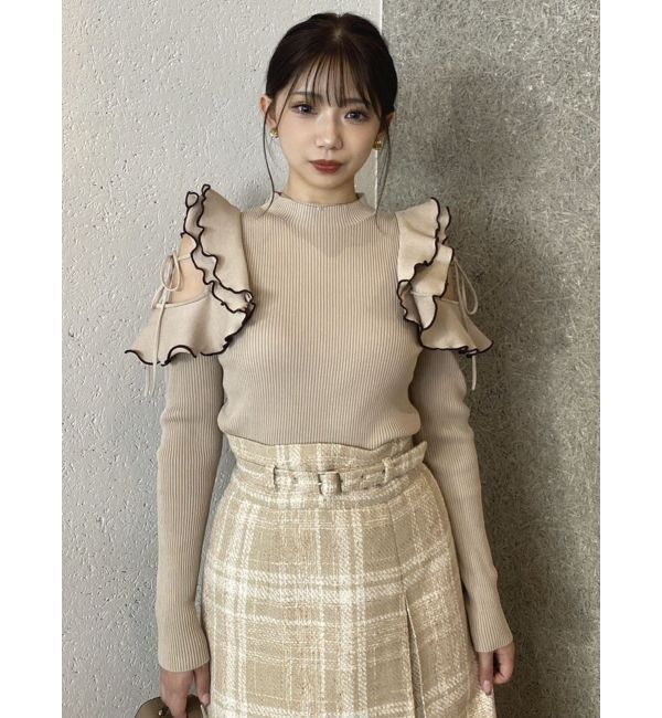 dazzlin「ショルダーオープンフリルニット」|ニット・セーター|