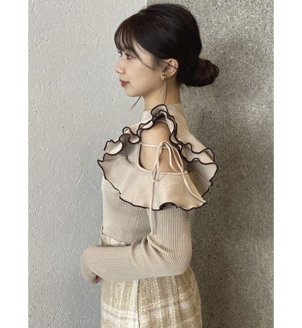dazzlin「ショルダーオープンフリルニット」|ニット・セーター|