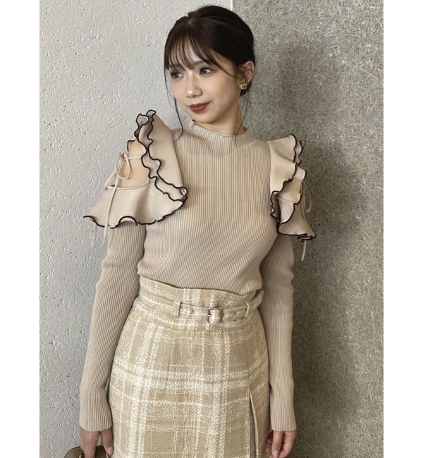dazzlin「ショルダーオープンフリルニット」|ニット・セーター|