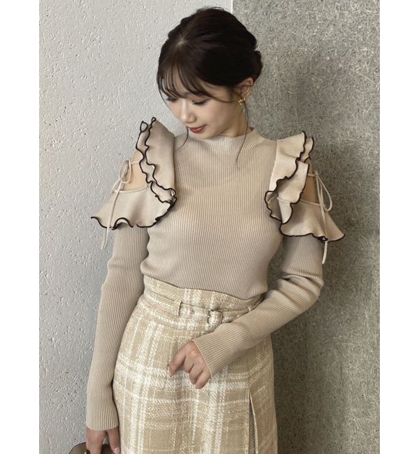 dazzlin「ショルダーオープンフリルニット」|ニット・セーター|