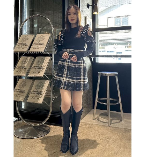 dazzlin「ショルダーオープンフリルニット」|ニット・セーター|