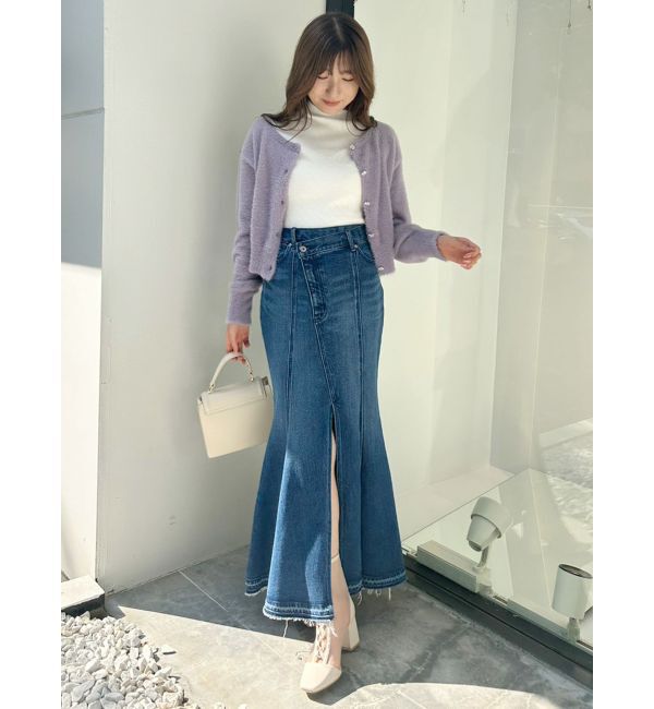 MERCURYDUO「ミニシャギービジューボタンカーディガン」|カーディガン|