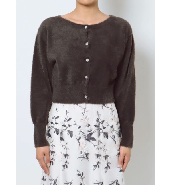 MERCURYDUO「ミニシャギービジューボタンカーディガン」|カーディガン|