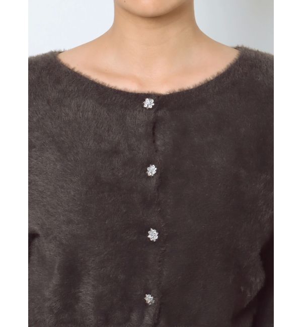 MERCURYDUO「ミニシャギービジューボタンカーディガン」|カーディガン|