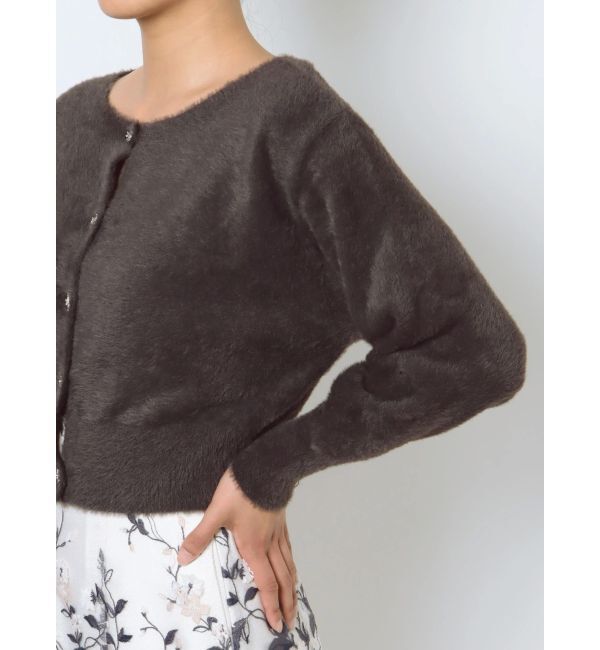 MERCURYDUO「ミニシャギービジューボタンカーディガン」|カーディガン|