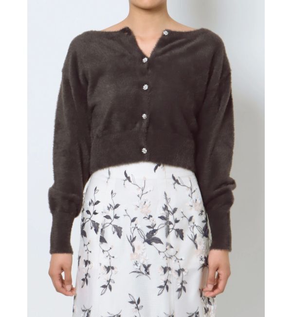 MERCURYDUO「ミニシャギービジューボタンカーディガン」|カーディガン|