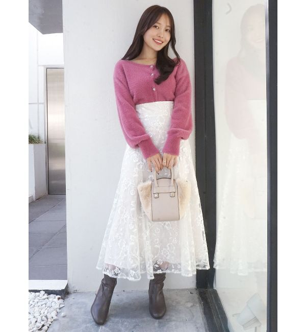 MERCURYDUO「ミニシャギービジューボタンカーディガン」|カーディガン|