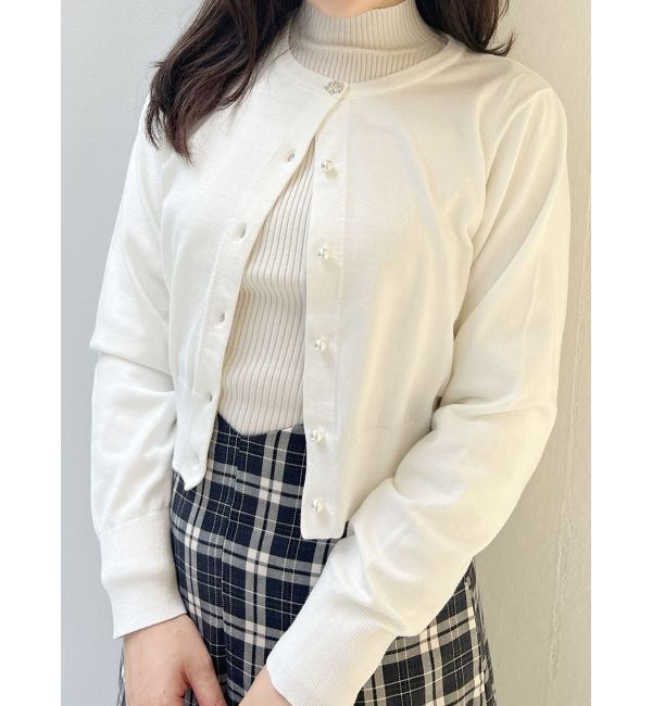 MERCURYDUO「ビジューボタンニットカーディガン」|カーディガン|