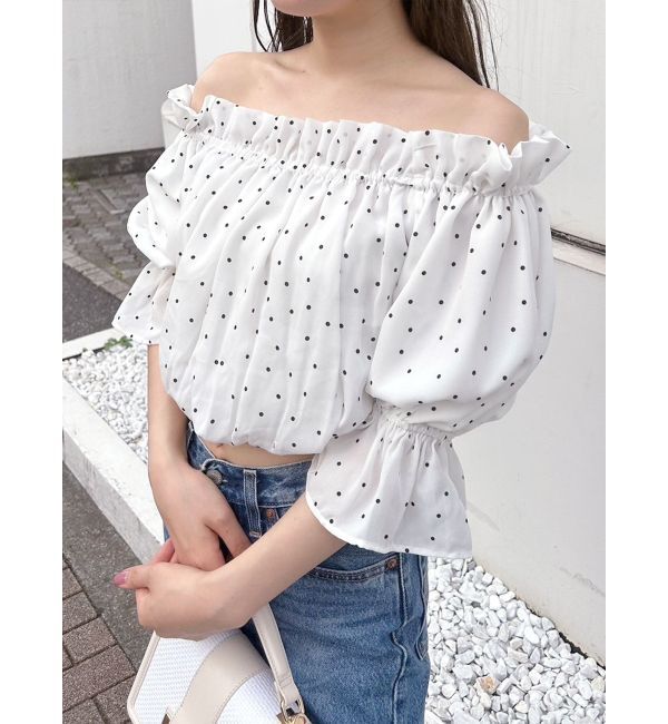 MERCURYDUO「【セットアップ着用可】オフショルヘムバルーンブラウス」|シャツ・ブラウス|オフホワイト