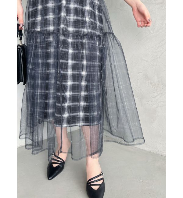 MERCURYDUO「2WAYチェックチュールワンピース」|ワンピース|