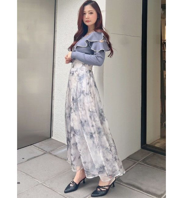 MERCURYDUO「アートフラワープリントフレアスカート」|スカート|