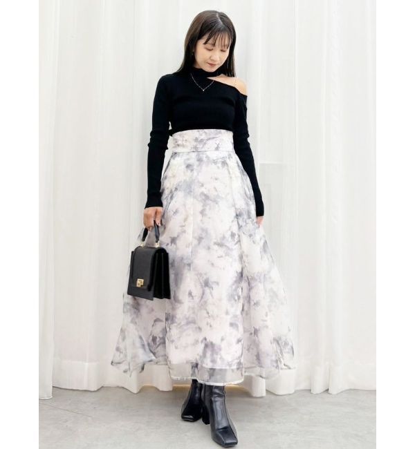 MERCURYDUO「アートフラワープリントフレアスカート」|スカート|
