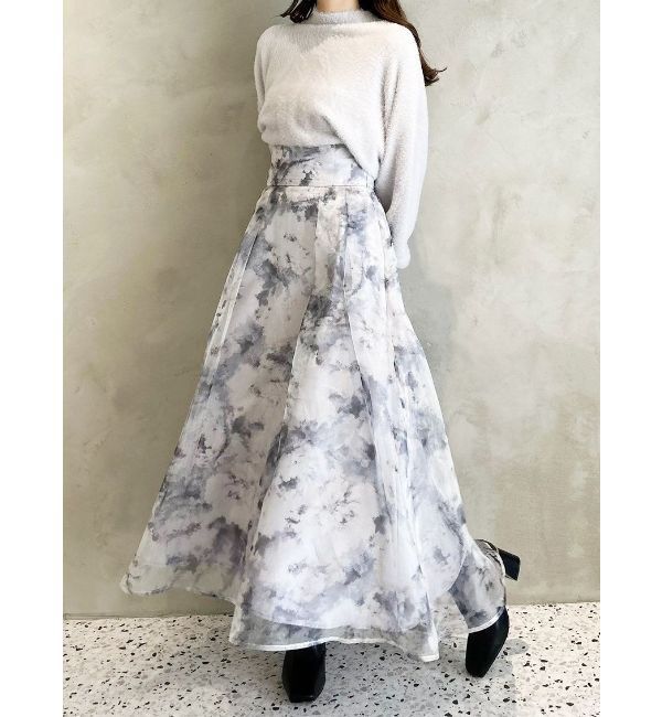 MERCURYDUO「アートフラワープリントフレアスカート」|スカート|