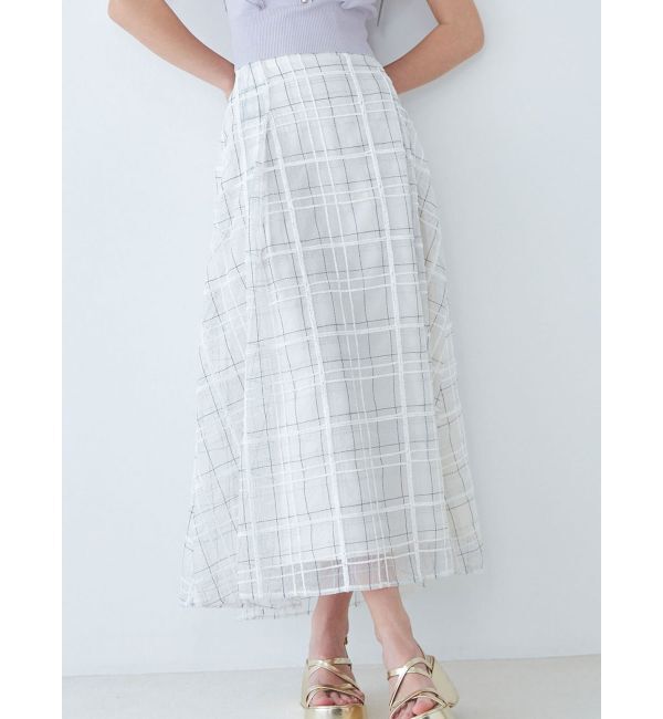 MERCURYDUO「モールチェックフレアスカート」|スカート|オフホワイト