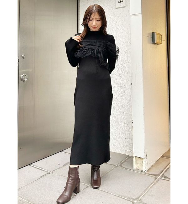 MERCURYDUO「シャーリングビスチェニットワンピース」|ワンピース|