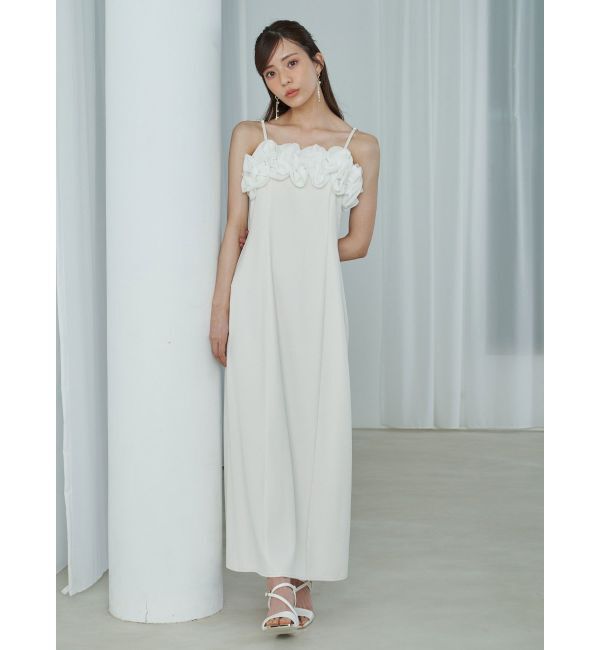 MERCURYDUO「デコルテバルーンフリルキャミワンピース」|ワンピース|アイボリー