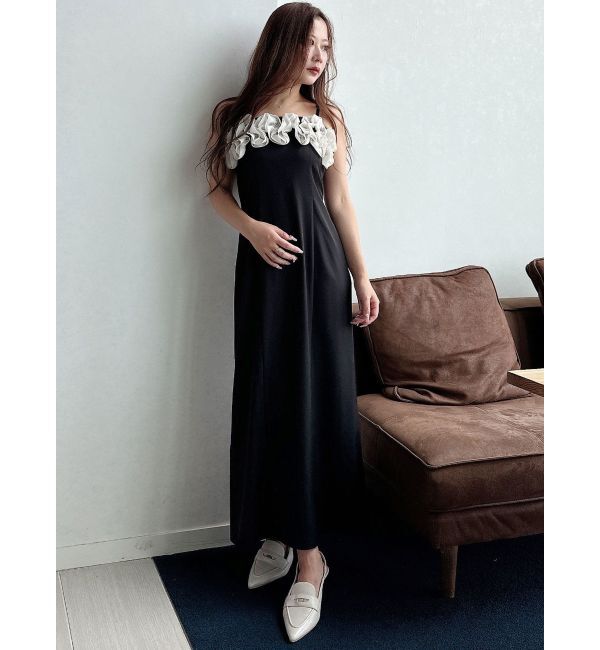 MERCURYDUO「デコルテバルーンフリルキャミワンピース」|ワンピース|