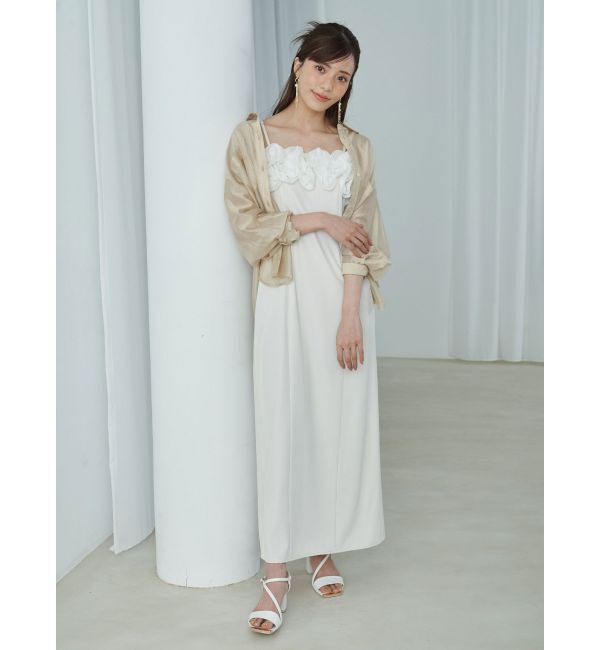 MERCURYDUO「デコルテバルーンフリルキャミワンピース」|ワンピース|