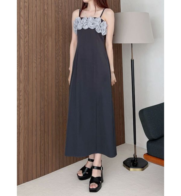 MERCURYDUO「デコルテバルーンフリルキャミワンピース」|ワンピース|