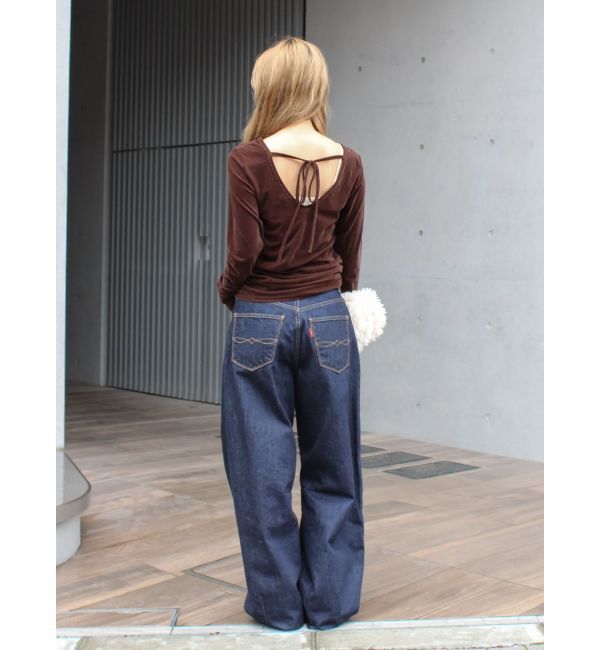 Ungrid「バックオープンドットシアーベロアロングスリーブTee」|Tシャツ・カットソー|