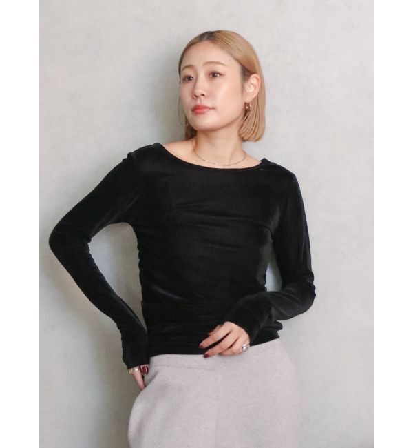 Ungrid「バックオープンドットシアーベロアロングスリーブTee」|Tシャツ・カットソー|
