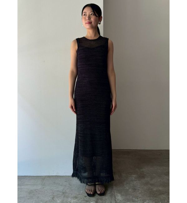 LAGUNAMOON「メッシュフリンジニットワンピース」|ワンピース|