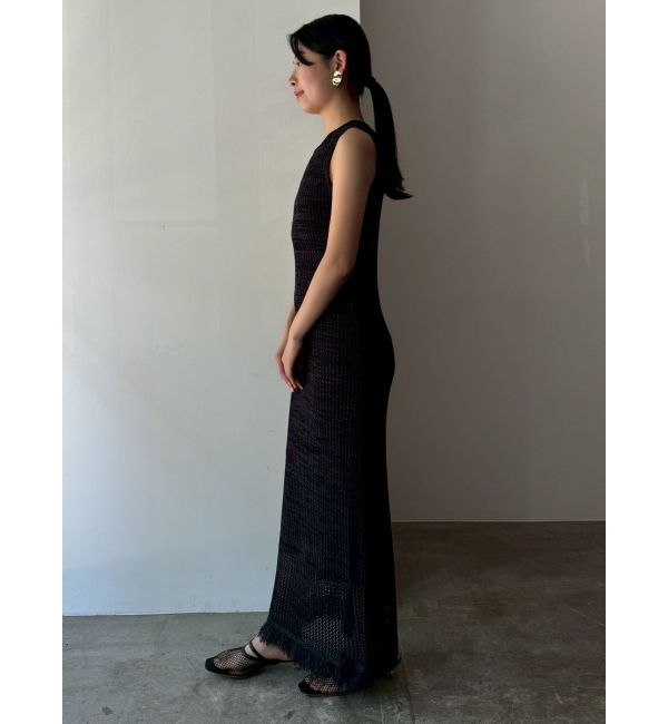 LAGUNAMOON「メッシュフリンジニットワンピース」|ワンピース|