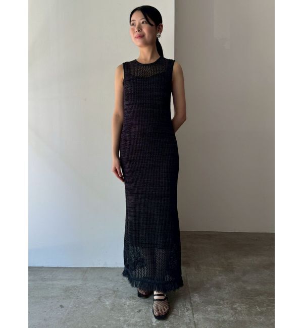 LAGUNAMOON「メッシュフリンジニットワンピース」|ワンピース|