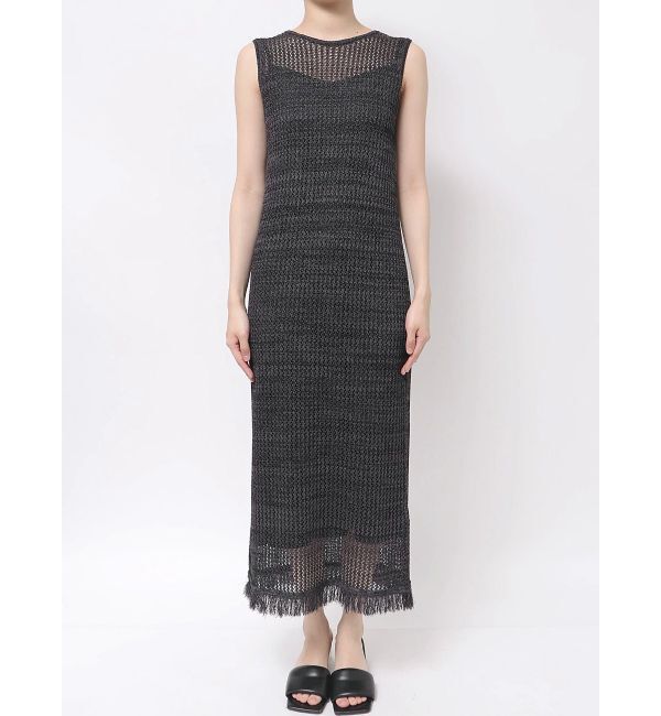 LAGUNAMOON「メッシュフリンジニットワンピース」|ワンピース|