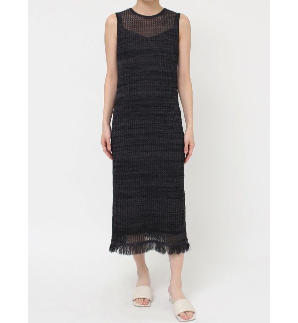 LAGUNAMOON「メッシュフリンジニットワンピース」|ワンピース|