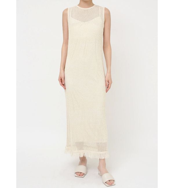 LAGUNAMOON「メッシュフリンジニットワンピース」|ワンピース|