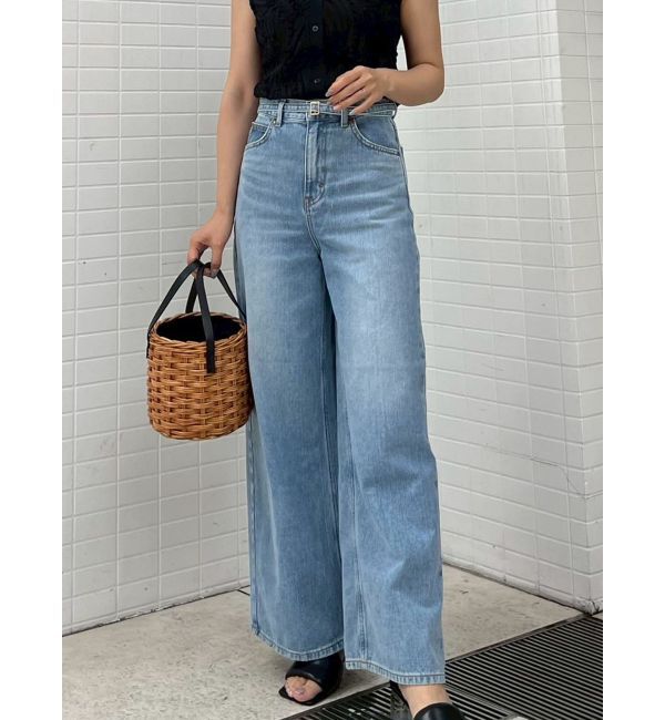 LAGUNAMOON「【Leeコラボ】ハイライズセミワイドパンツ」|デニム|オフホワイト