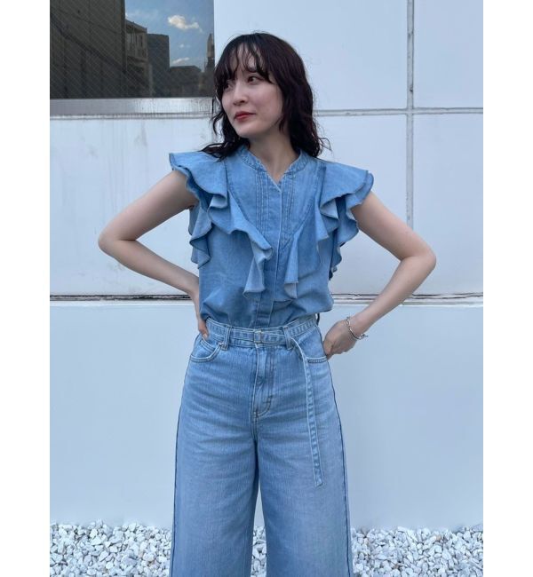 LAGUNAMOON「【Leeコラボ】ハイライズセミワイドパンツ」|デニム|