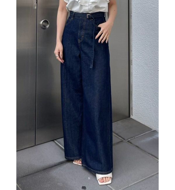 LAGUNAMOON「【Leeコラボ】ハイライズセミワイドパンツ」|デニム|