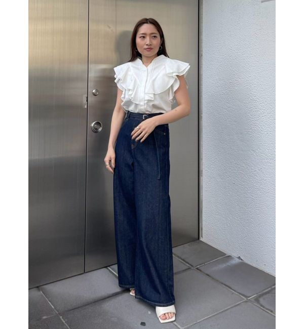 LAGUNAMOON「【Leeコラボ】ハイライズセミワイドパンツ」|デニム|