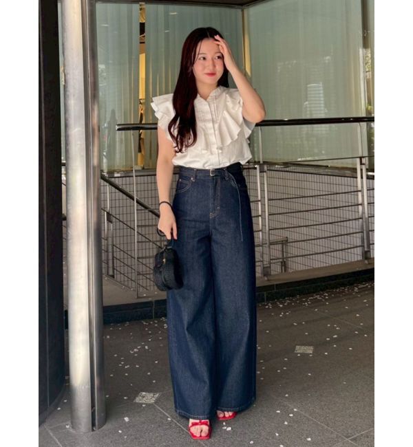 LAGUNAMOON「【Leeコラボ】ハイライズセミワイドパンツ」|デニム|