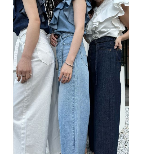 LAGUNAMOON「【Leeコラボ】ハイライズセミワイドパンツ」|デニム|