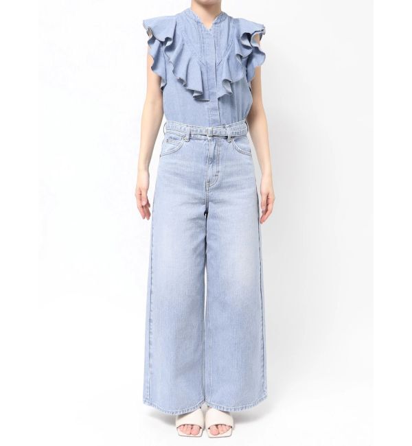 LAGUNAMOON「【Leeコラボ】ハイライズセミワイドパンツ」|デニム|