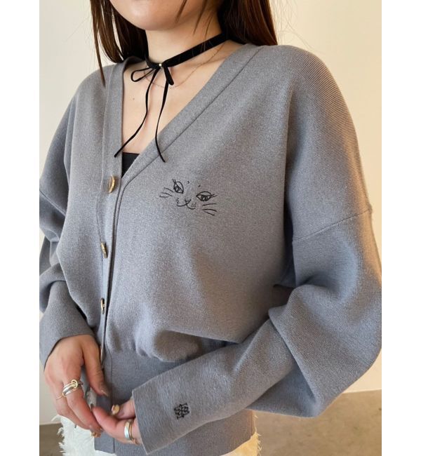 LAGUNAMOON「LAGUNA CATニットカーデ」|カーディガン|ライトグレー