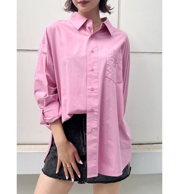 EVRIS「ワンポイントオーバーシャツ」|シャツ・ブラウス|ピンク