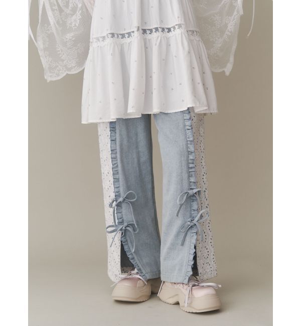 merry jenny「スリットレースパンツ」|その他|ブルー