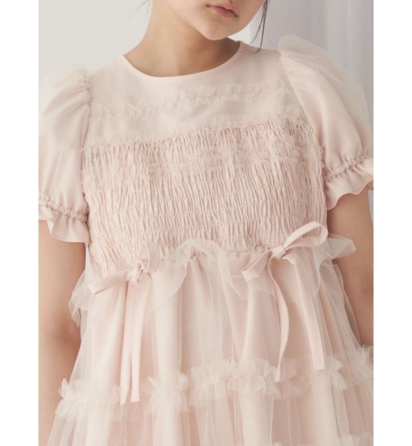 merry jenny「チュールパフスリーブミニワンピース」|ワンピース|