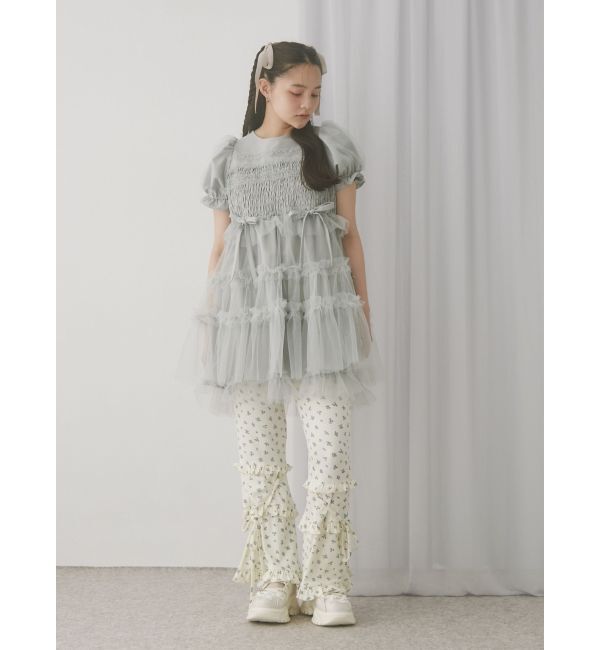 merry jenny「チュールパフスリーブミニワンピース」|ワンピース|