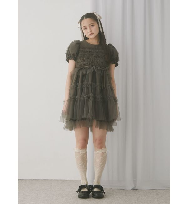 merry jenny「チュールパフスリーブミニワンピース」|ワンピース|